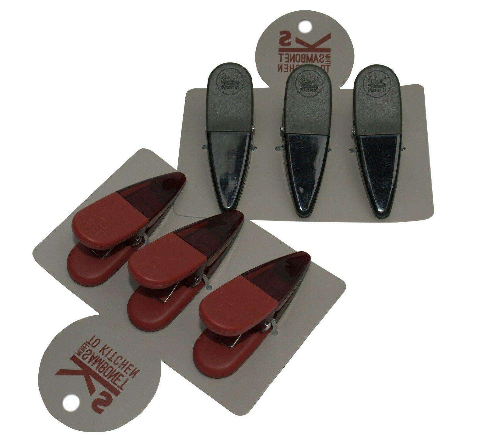 mollette magnetiche 3 pz colori rosso grigio